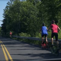 <p>ElliptiGO riders trying out the new machine on the roads in Ridgefield</p>