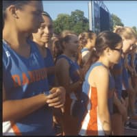 <p>The Girls Cross Country Varsity Team at the starting line</p>