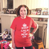 <p>Madeline Essig wearing the Ridgefield Park Mom&#x27;s &quot;Keep Calm and Mom On&quot; shirt the group will be selling at the village street fair.</p>