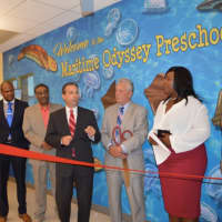 <p>Legislators and educators attended the ribbon cutting ceremony of the new Maritime Odyssey Preschool in Norwalk</p>