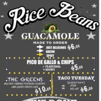 <p>The menu at the Rice &amp; Beans food trailer</p>