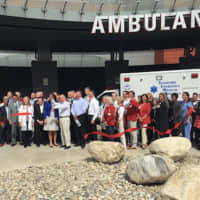<p>Ribbon cutting in front of the expanded emergency department at the new Stamford Hospital.</p>