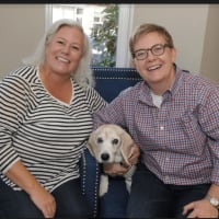 <p>From left, Diane Galt and Betsy Kaminski, owners of Raleigh &amp; Co. in Greenwich, with their late beagle mix Raleigh who is the namesake of the store. The owners will be holding a monthly bark bar where pet lovers and their pets can come to socialize.</p>