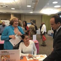 <p>Bridgeport Mayor Joe Ganim talked with job seekers and potential employers at the 20th annual Community Career Fair at Housatonic Community College.</p>