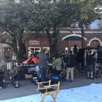 <p>The film crew is busy at work in Fairfield on Monday. Scenes were also filmed in Stamford and Bridgeport.</p>