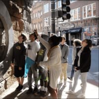 <p>Nearly 30 Norwalk middle school and high school students have been trained since 2014 to offer public art tours through the Norwalk Arts Commission.</p>