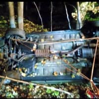 <p>Another view of the vehicle involved in the rollover crash.</p>