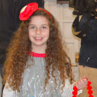 <p>9-year-old Rachel Rossi of Westport is dressed as a gumball machine</p>