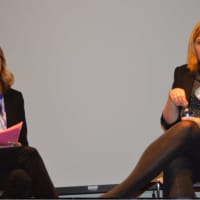 <p>From left, Dr. Kate Ott and Anne Rodwell-Lawton talk about &quot;Sexting and Hooking Up&quot; at the Ridgefield Library</p>