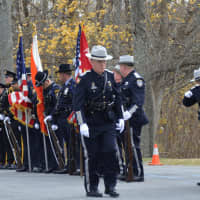 <p>Sheriff&#x27;s deputies line up for a procession held as part of the funeral of Putnam County Undersheriff Peter Convery.</p>