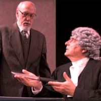 <p>John Pyron left, and Barry Hatrick in the Westport Community Theatre’s production of Agatha Christie’s &quot;Witness for the Prosecution.&quot;</p>