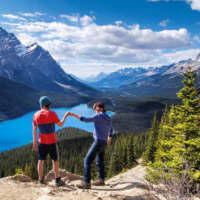 <p>Connor Callanan and Connor Mallon enjoy a unique view during a stop on their travels.</p>