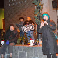 <p>Penny Kessler, cantor at the United Jewish Center in Danbury, speaks at the event</p>