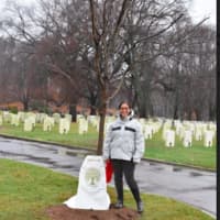 <p>Sabina Harris, chair of Tree Conservancy of Darien, at the group&#x27;s recent planting at Spring Grove Cemetery and Veterans Cemetery.</p>