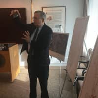 <p>Stamford Mayor David Martin makes a point during a press conference announcing the start of a project to improve traffic flow.</p>