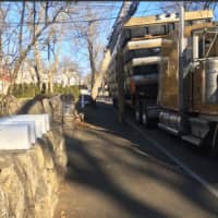 <p>A crash involving a truck with an oversized load was closing Riverside Avenue in Greenwich.</p>