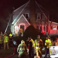 <p>Stamford firefighters at 26 Underhill St., early Wednesday evening.</p>