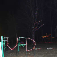 <p>Holiday decorations at the show include the initials for the volunteer fire department.</p>