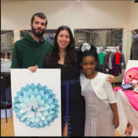 <p>Ziya with the owner of Workspace Collective in Danbury, who will be hanging Ziya&#x27;s piece in her shop.</p>