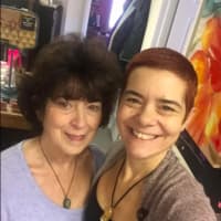 <p>Nicole Simonelli, right, owner of The Funky Hippie Gift &amp; Art Shop in Stamford, is shown with her mother Marie Joan Maio Simonelli.</p>