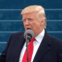 <p>Donald Trump delivers his inaugural address  in front of the Capitol Building on Jan. 20.</p>
