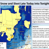 <p>Accumulations of snow and sleet are expected mainly north of I-84.</p>