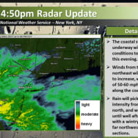 <p>A radar image shows the Nor&#x27;easter moving through the area just before 5 p.m.</p>