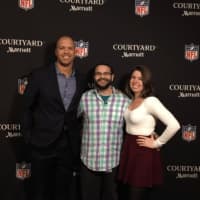<p>Norwalk resident Frankie Morales, center, with Miles Austin, left and his girlfriend, McKenna Crilley, of Stamford, won a contest sponsored by Courtyard by Marriott and will receive a sleepover in the stadium of Sunday&#x27;s Super Bowl in Houston.</p>