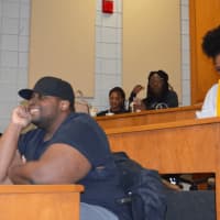 <p>About a dozen students attend Craig Kelly&#x27;s talk at Norwalk Community College in honor of Black History Month</p>