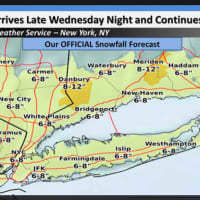 <p>A look at projected snowfall totals for Thursday&#x27;s winter storm.</p>