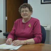 <p>Betty McPherson gets some work done at Habitat for Humanity of Coastal Fairfield County.</p>