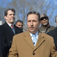 <p>Senate Majority Leader Bob Duff (D-Norwalk/Darien) and others gather at Jefferson Elementary School on Monday morning to talk about “Fix It First&quot; -- a new proposal to modernize Norwalk’s public schools.</p>