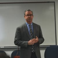 <p>Jim Horan, Chief Executive Officer for the Connecticut Association of Human Services speaks at the Greater Danbury VITA Coalition kick-off.</p>