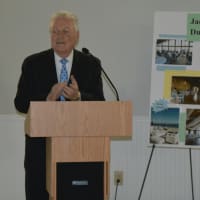<p>First Selectman Michael Tetreau officially re-opens Penfield Pavilion in Fairfield.</p>