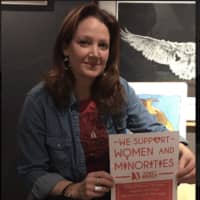 <p>Ridgefield resident Aimee Berger-Girvalo helped print 80 signs and placed them in store windows throughout Ridgefield so women will know which businesses are honoring the Day Without A Woman. The posters were designed by Heather Candullo.</p>
