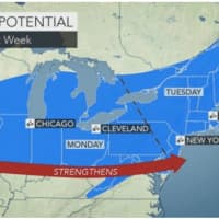 <p>A look at the Nor&#x27;easter expected to hit the area Tuesday, March 14, into Wednesday, March 15.</p>