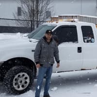<p>Joe Doceti, owner of Hat City Construction in New Fairfield, has been outside in the blizzard plowing since 5:30 a.m. Tuesday morning.</p>
