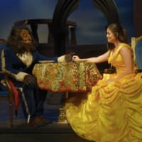 <p>Kevin Thompson and Liz Harrington seen here in rehearsal for Beauty and the Beast at Curtain Call&#x27;s Kweskin Theatre</p>