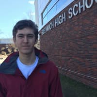 <p>Greenwich High School student Scott Rusk speaks about the lockdown.</p>