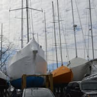 <p>The boats are still covered at Norwalk Cove Marina on Calf Pasture Beach Road.</p>