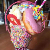<p>Yup... that&#x27;s a milkshake. And a doughnut.</p>