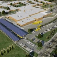 <p>This image shows how solar carports would look at Fairfield Warde High School.</p>