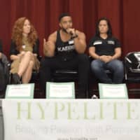 <p>Bryan Blackwell of Kaeos, a local personal training company, speaks on the panel discussion.</p>
