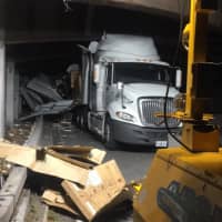 <p>A tractor-trailer hit an overpass on the Bronx River Parkway.</p>