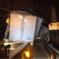 <p>A tractor-trailer was destroyed when it hit an overpass on the Bronx River Parkway.</p>