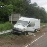 <p>The stolen van rammed into the guardrail on I-91 near Exit 12.</p>