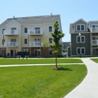<p>One of the courtyards at Crescent Crossings in Bridgeport</p>