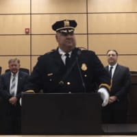 <p>East Rutherford Police Chief Dennis Rivelli was sworn in Monday evening.</p>