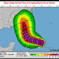 <p>A look at projected wind strength for Irma as it makes it way through Florida and up the East Coast.</p>