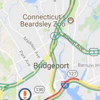<p>Traffic is jammed on I-95 south in Bridgeport on Thursday morning.</p>